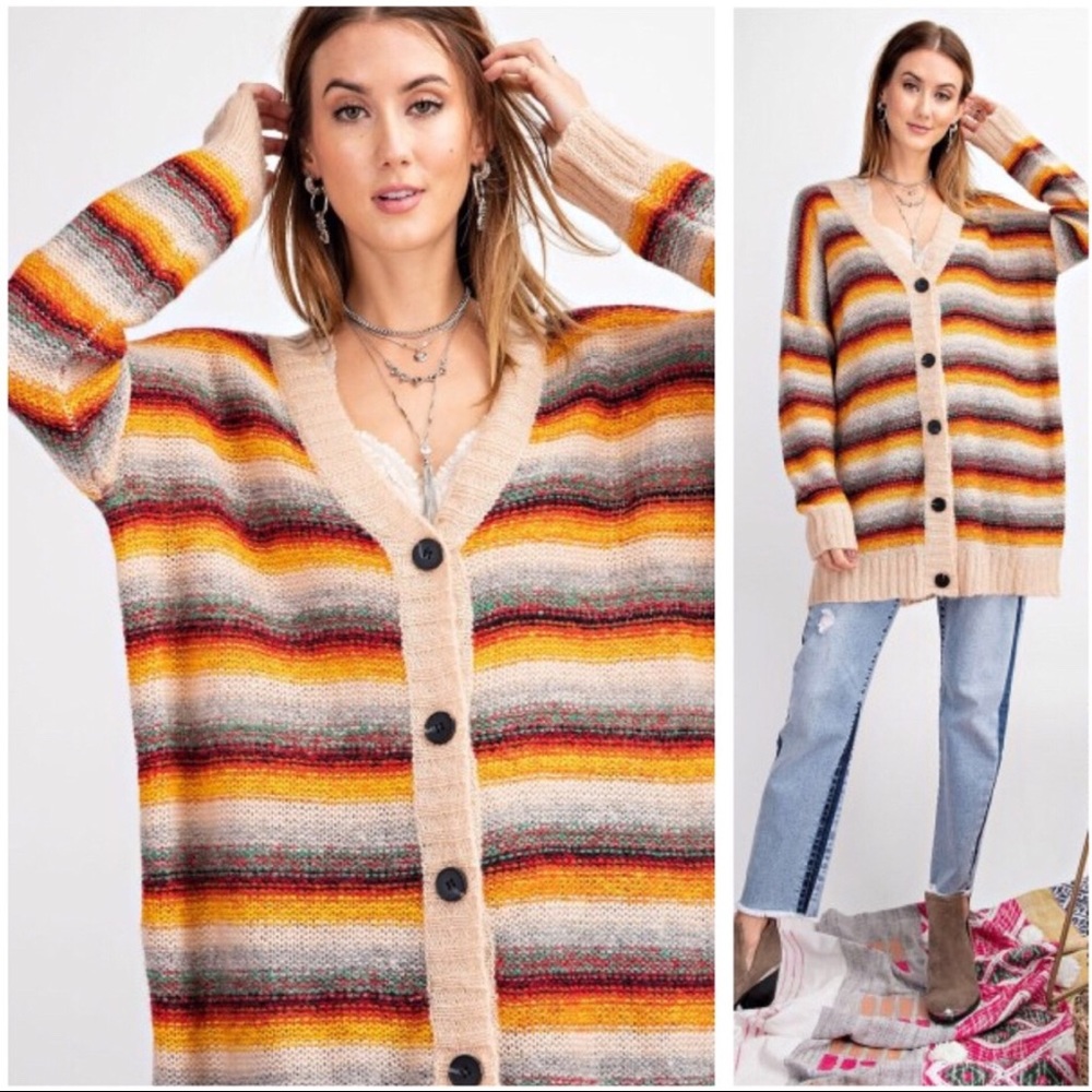 Easel Colorful Buttondown Cardigan - Picture 4 of 13